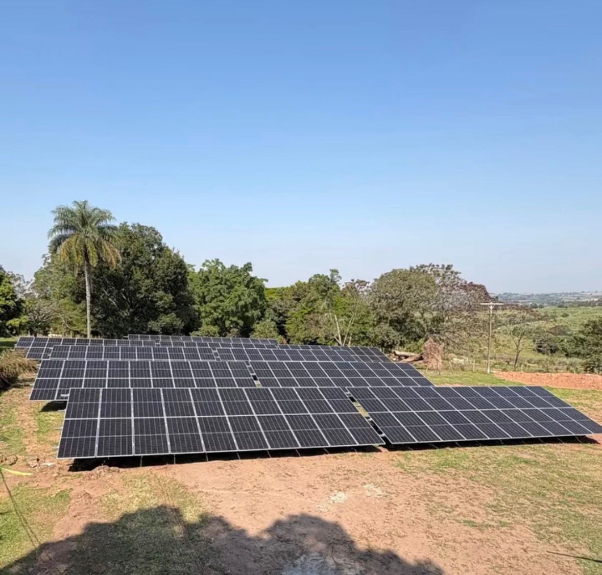 Usina solar em solo entregue pela GR Solar no interior de São Paulo
